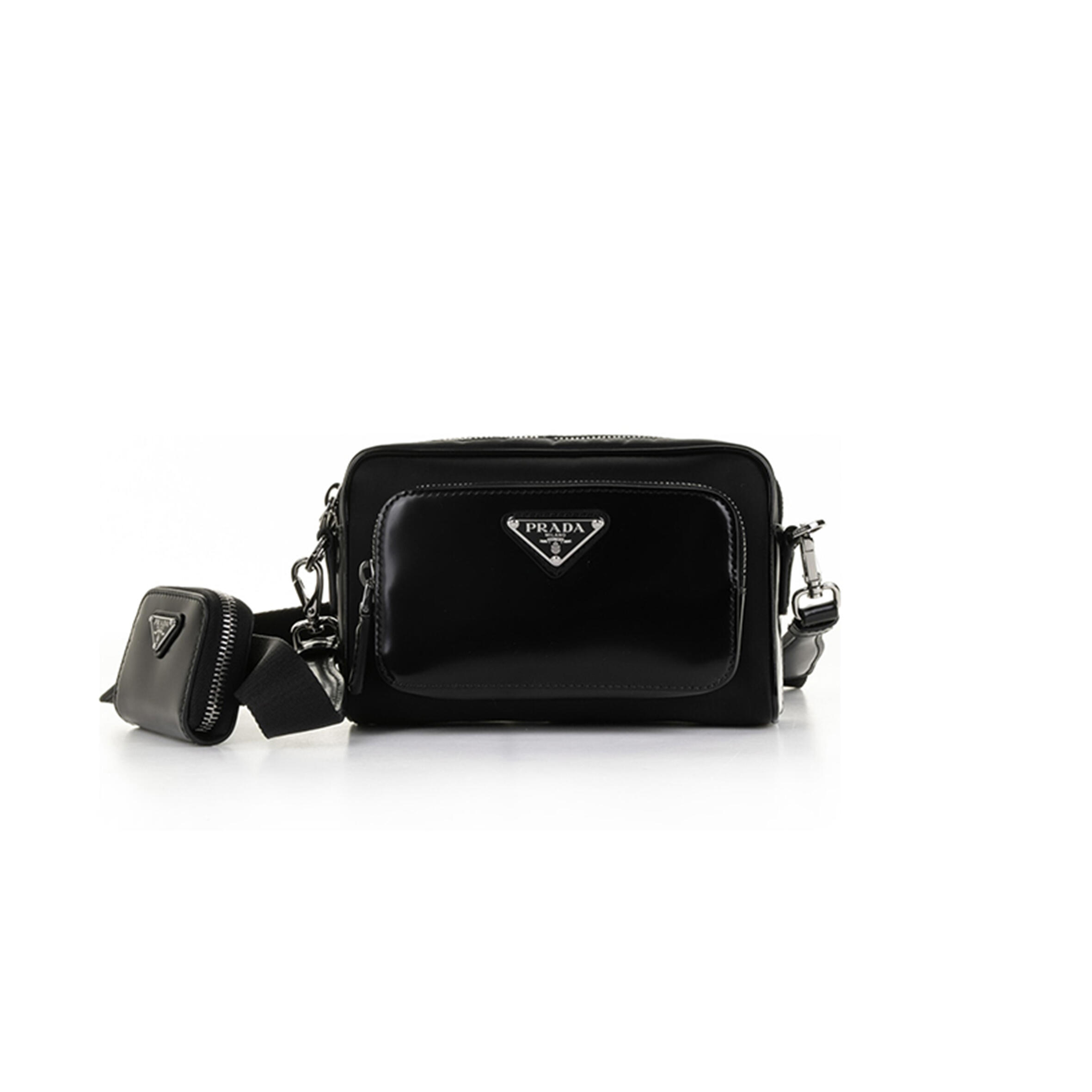 Pra*a shoulder bag in re-nylon and brushed leather 2vh172 (18*11.5*5cm)